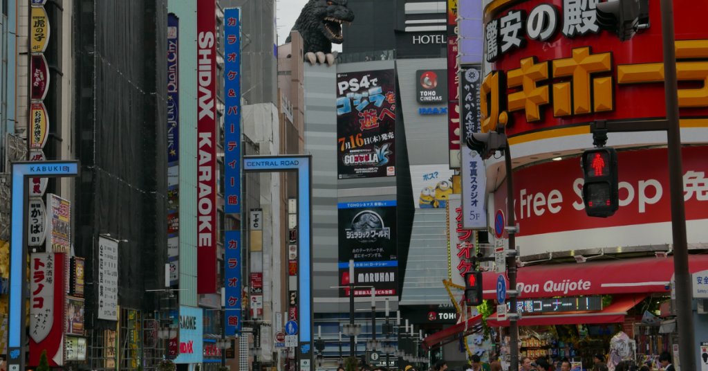 Platforms 14 and 15 serve the Yamanote Line at Shinjuku Station, one of Tokyo's busiest transit hubs